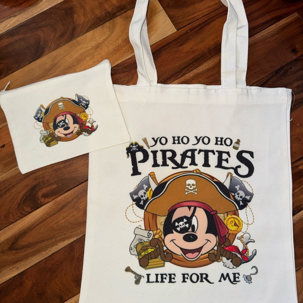 Mickey Pirate Themed Tote and Pouch Set